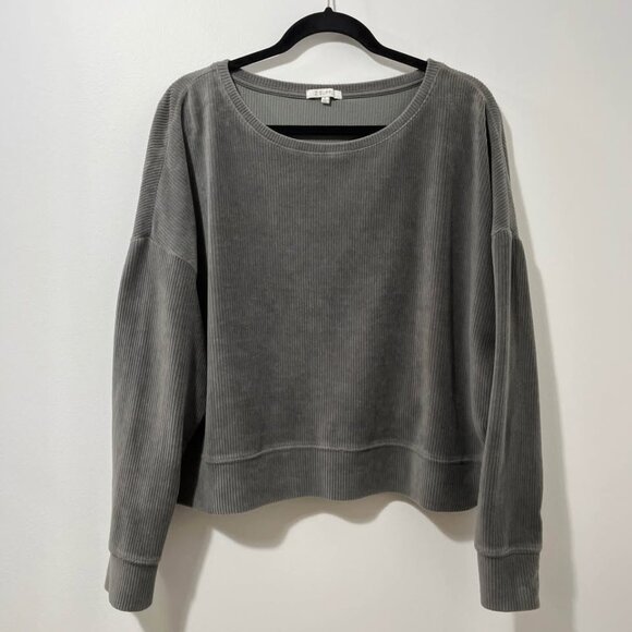 Z Supply Sage Green Ribbed, Slightly Cropped Corduroy Sweatshirt [size L] - Picture 1 of 10